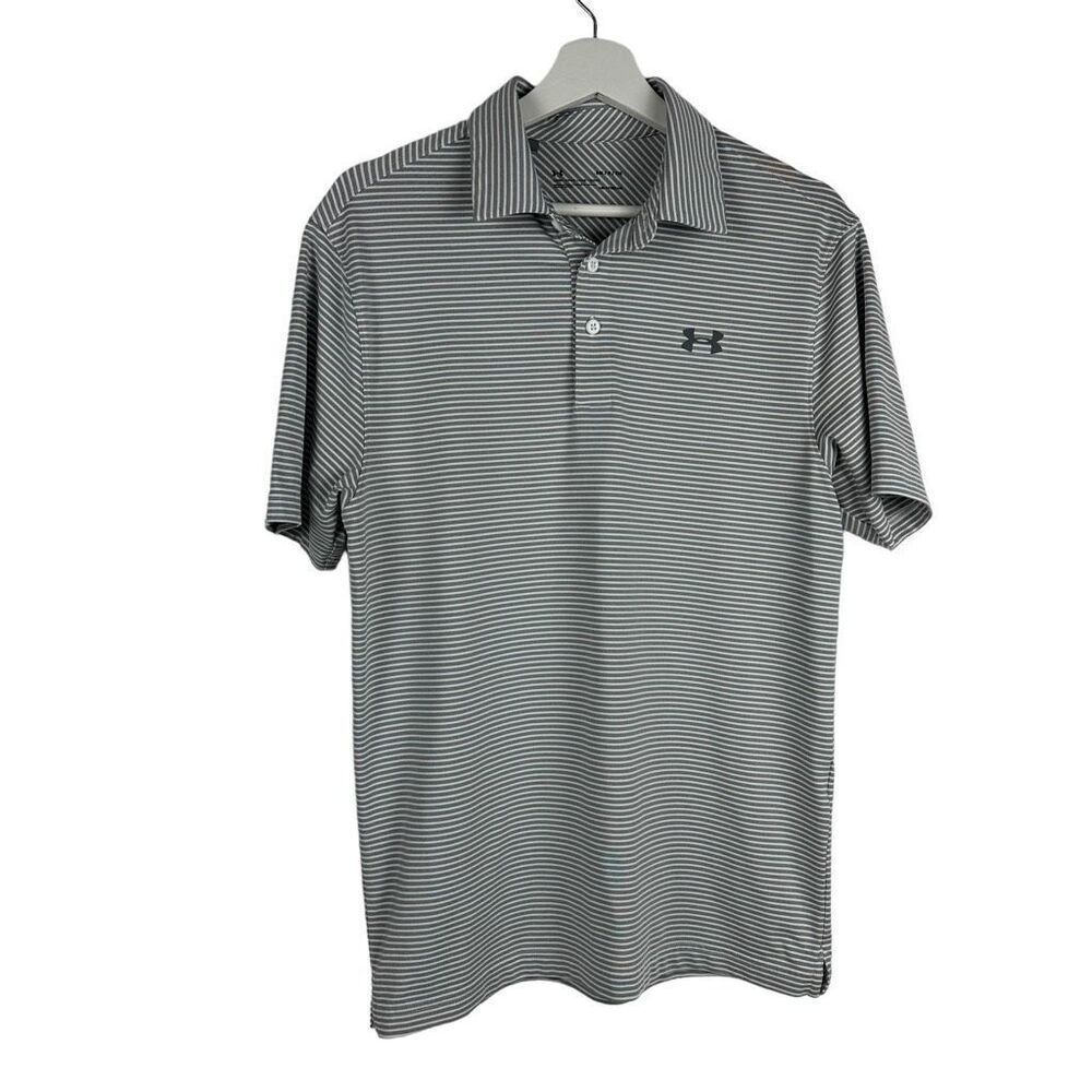 Under Armour Elevated Heather Gray Stripe Polo size Small